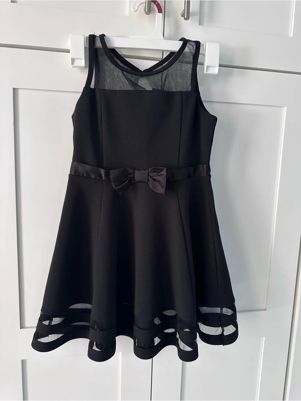 Calvin Klein Black Mesh Yoke Bow-Accent Girls' Party Dress